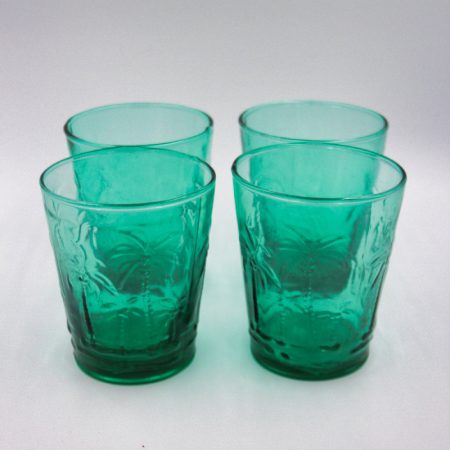 Tumbler Glass Palm Aqua Set of Four