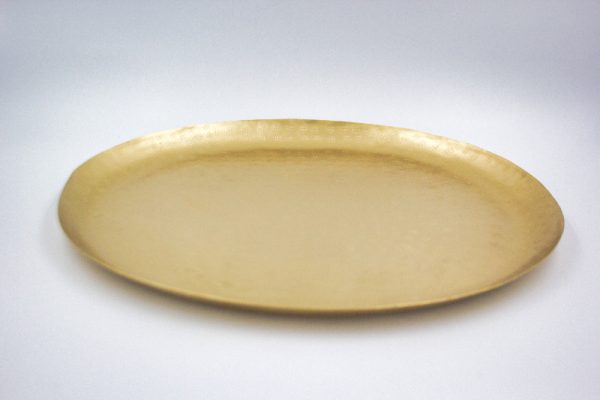 Hand Hammered Iron Tray Oval Set of Two