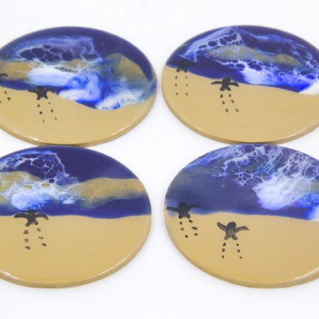 Resin Art Beach Themed / Turtle Coasters