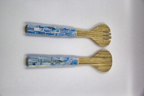 Salad Servers Soft Blue - Image 2