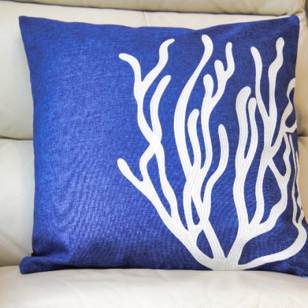 Sea Blue & White Coral Cushion