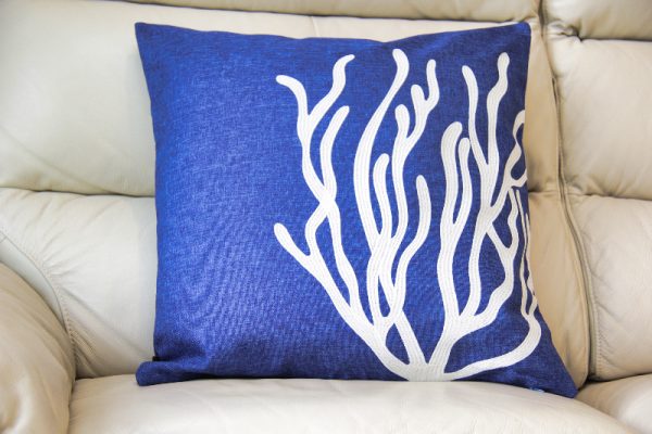 Sea Blue & White Coral Cushion