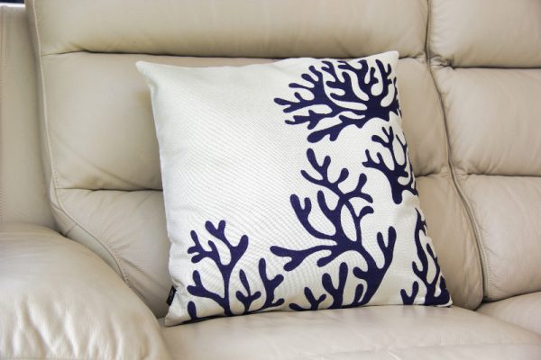 Sea Coral Navy & White Cushion Cover