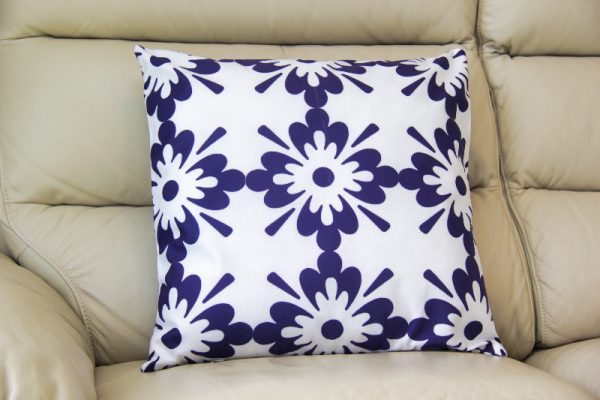 Blue & White Geometric Hamptons Style Cushion Cover